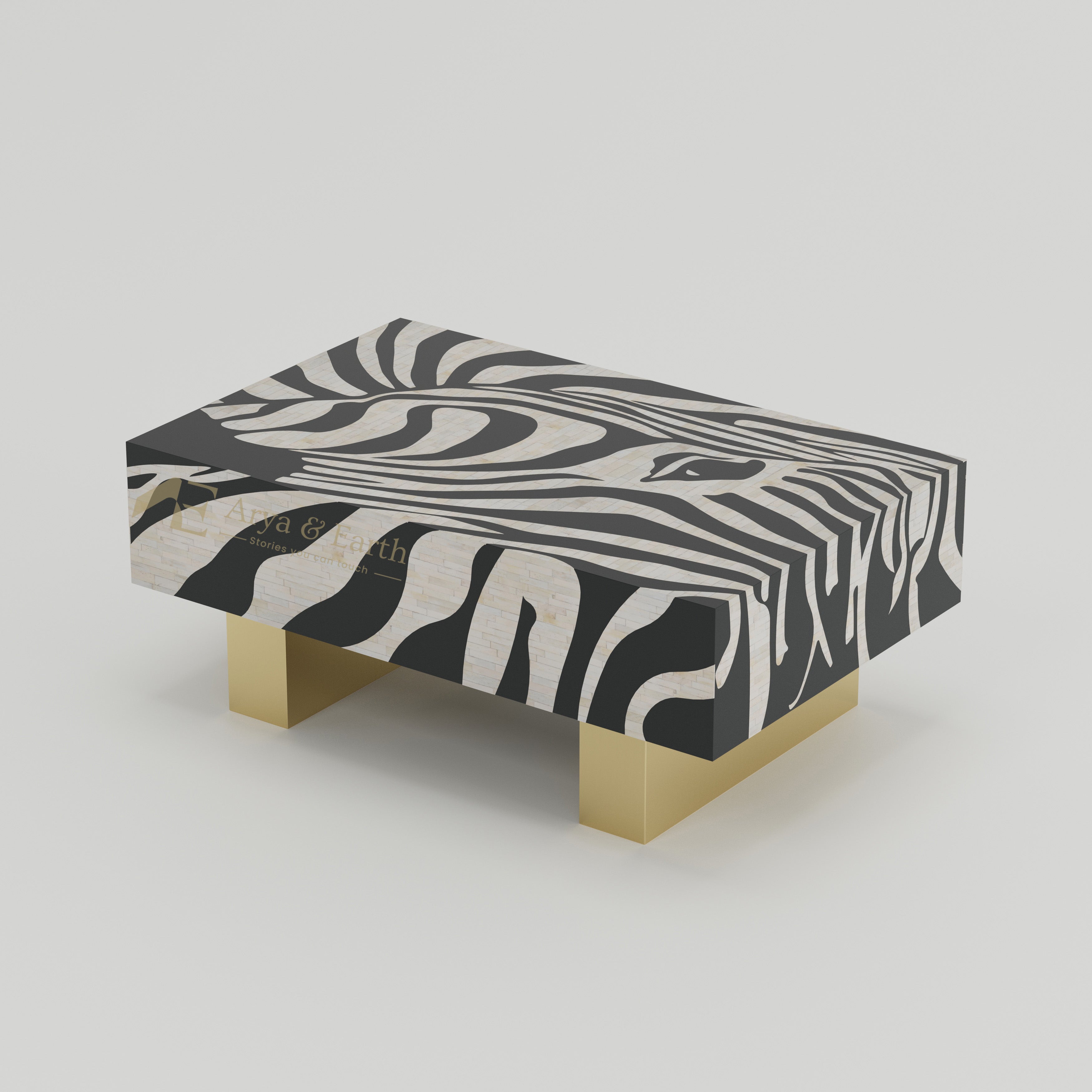 zebra design rectangular coffee table