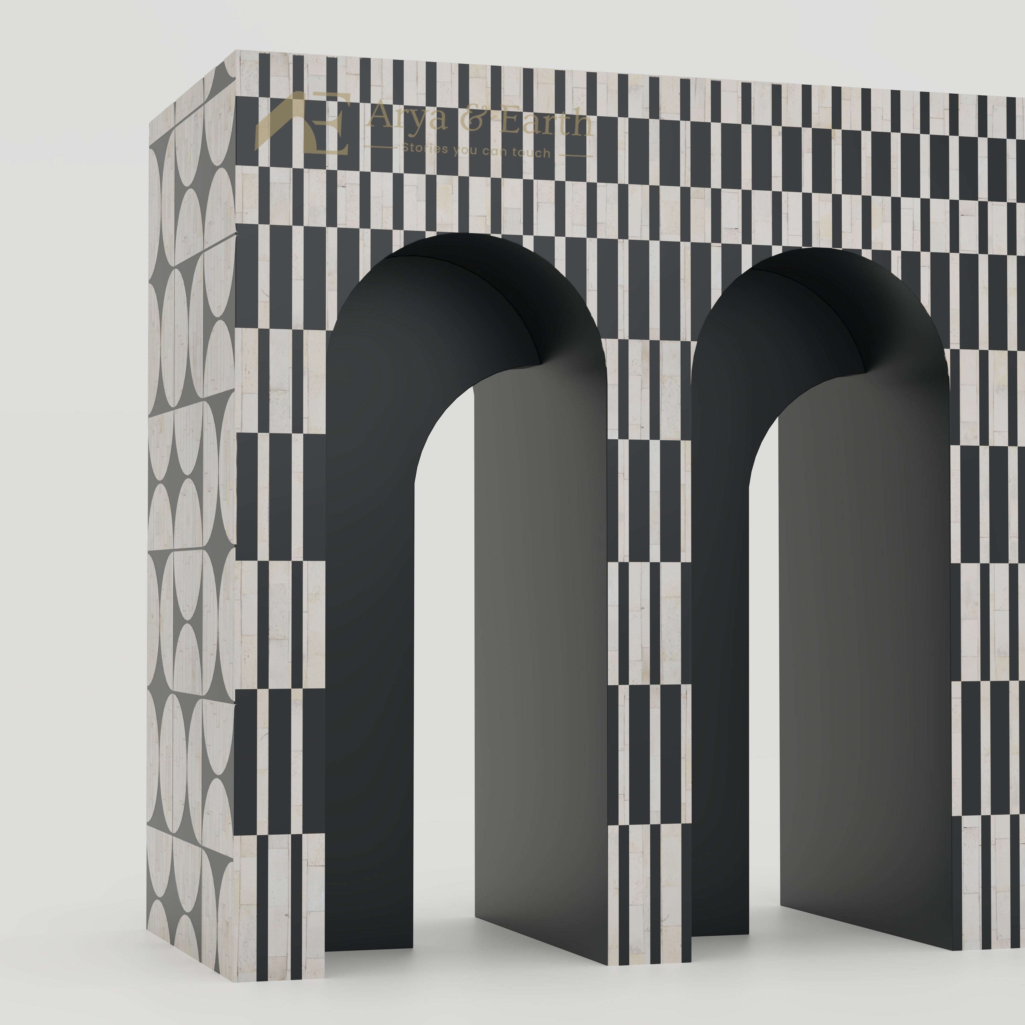arched console table bone inlay