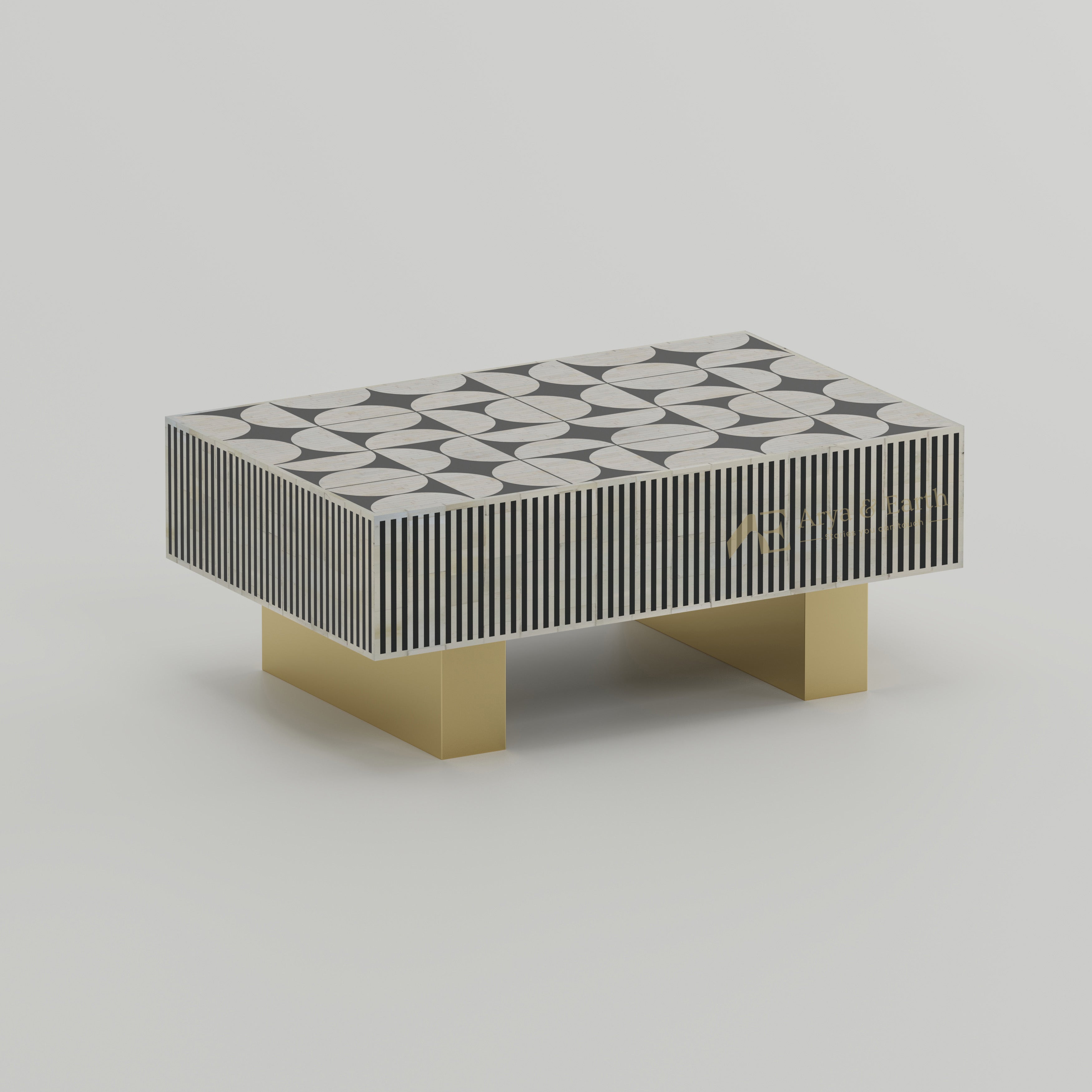rectangle black and white geometric centre table