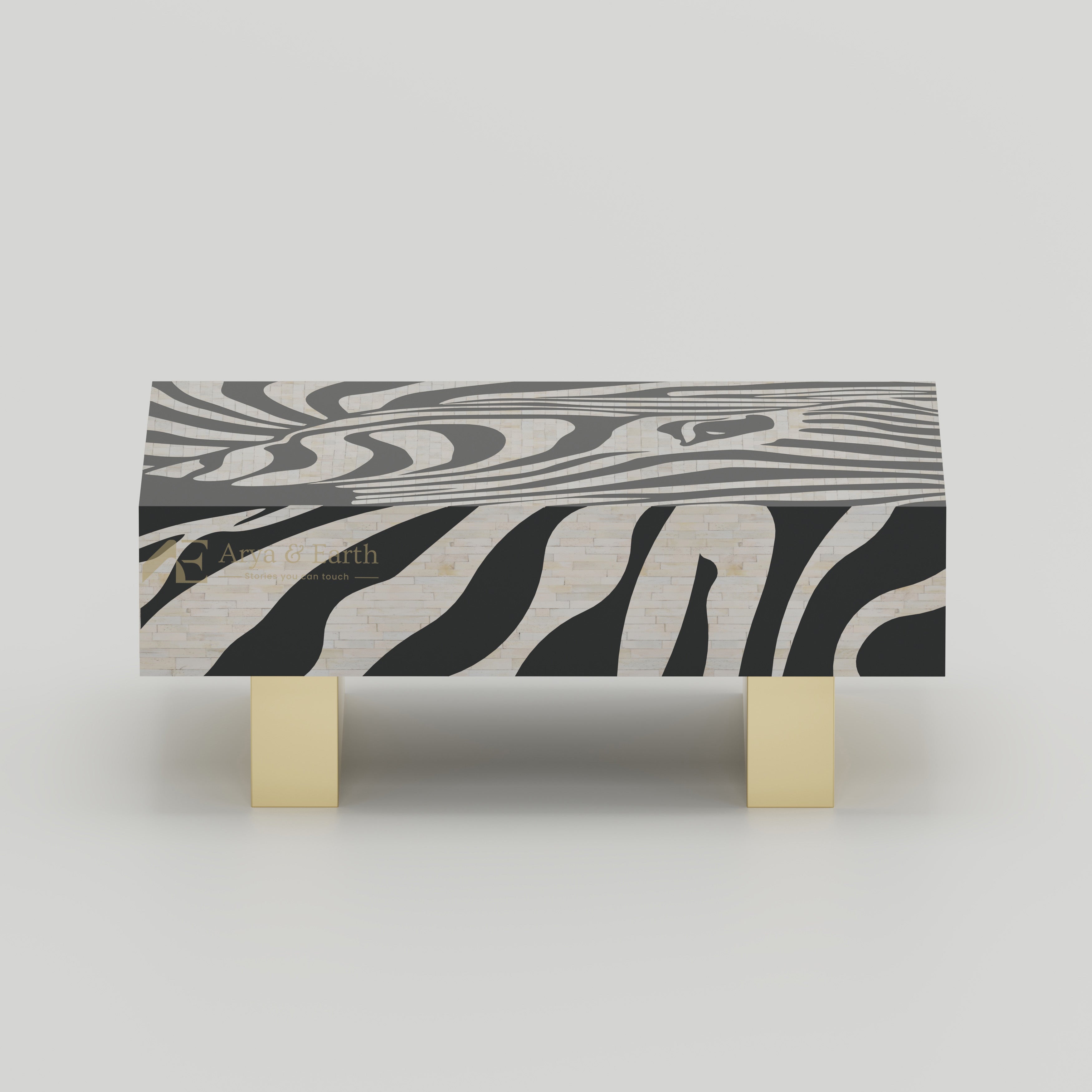 zebra pattern bone inlay coffee table