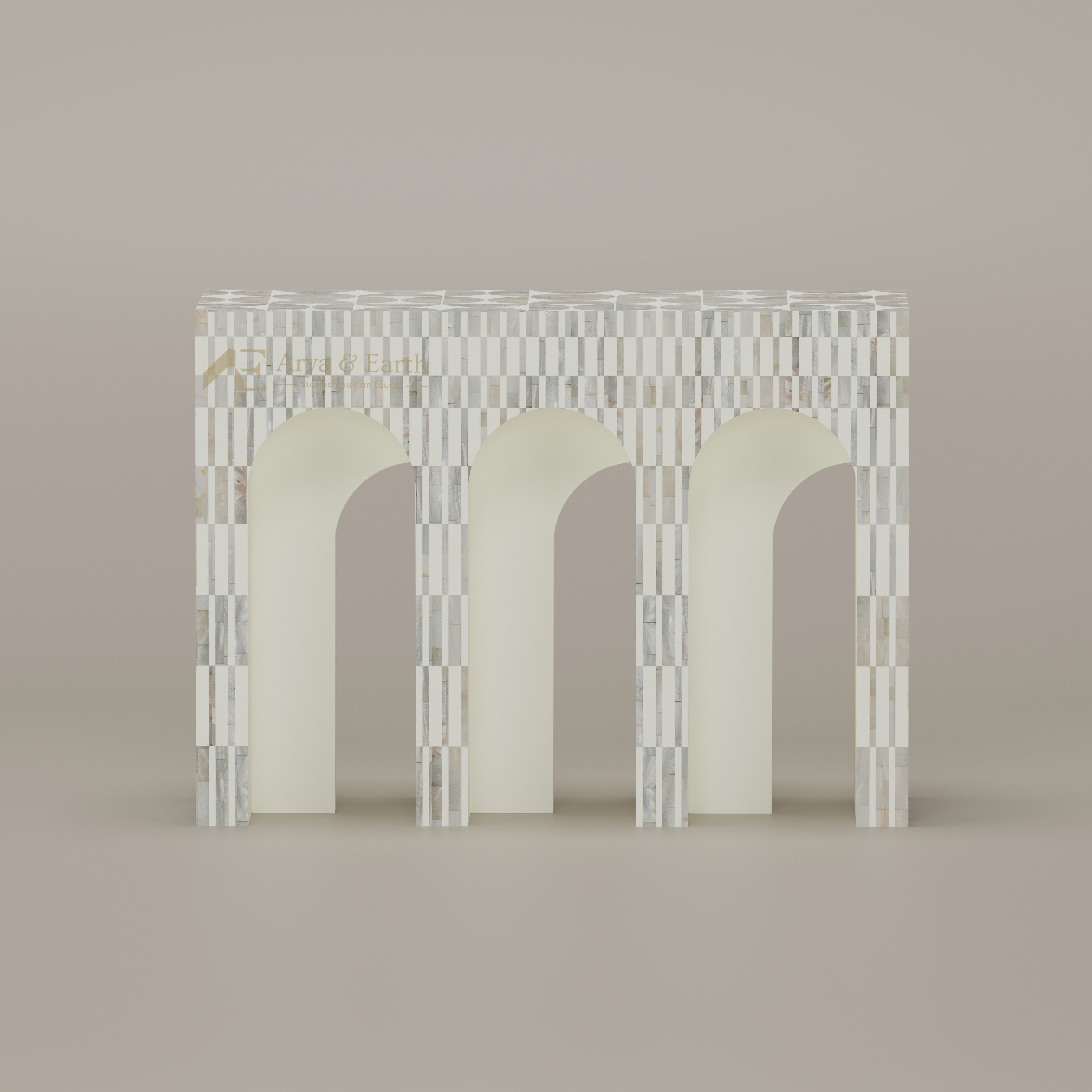 coastal hallway table with mother of pearl inlay