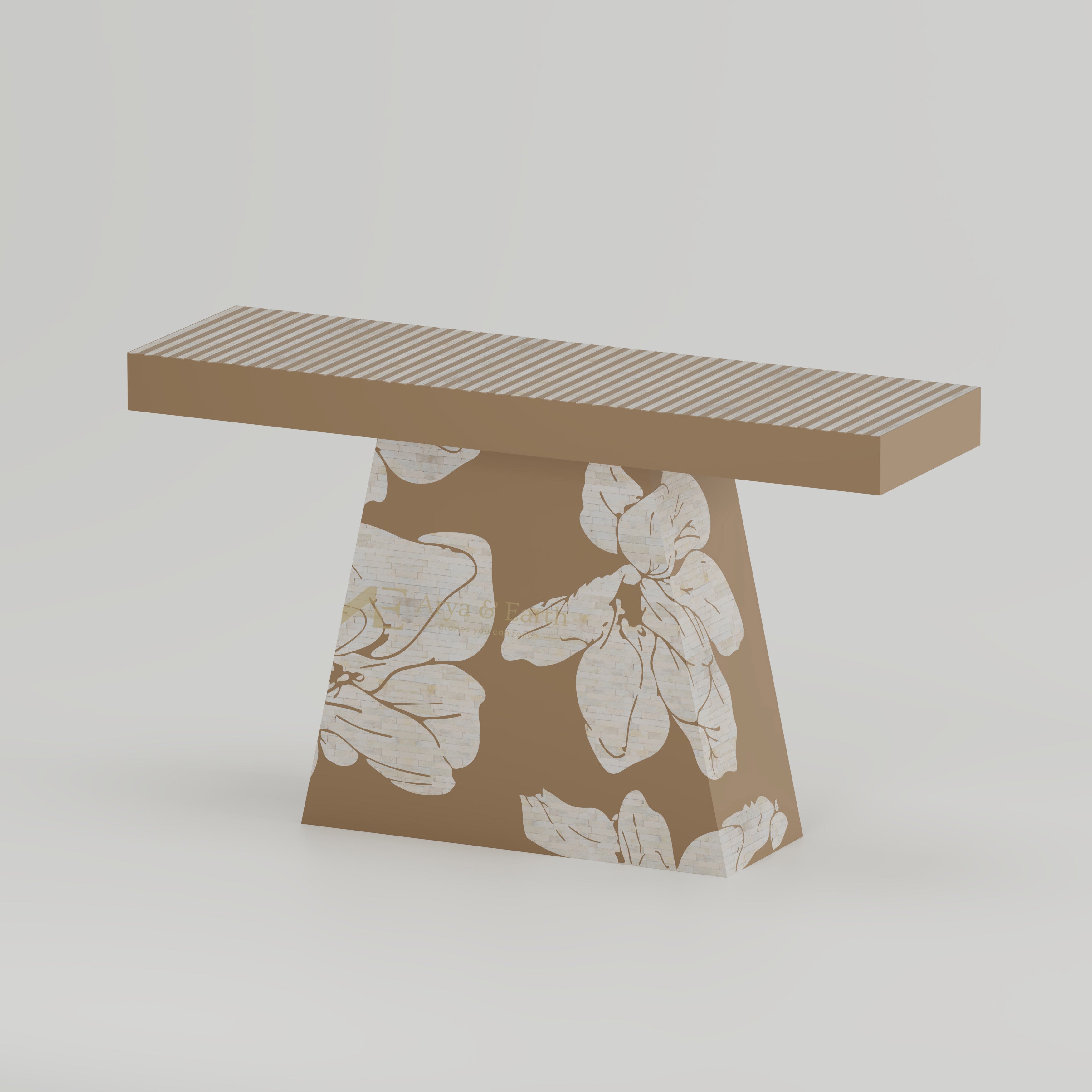 hallway table bone inlay floral and stripe design