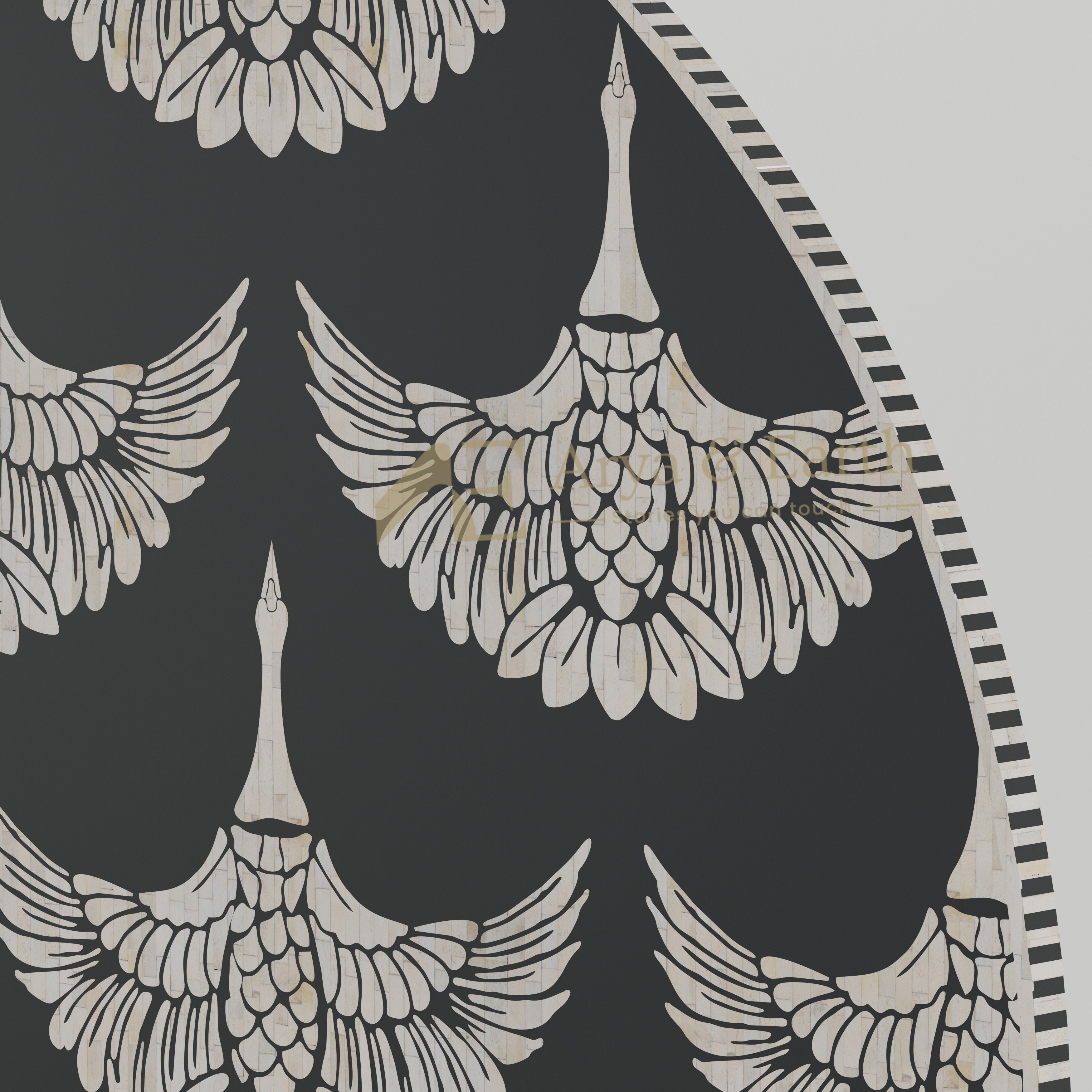 bone inlay phoenix pattern black