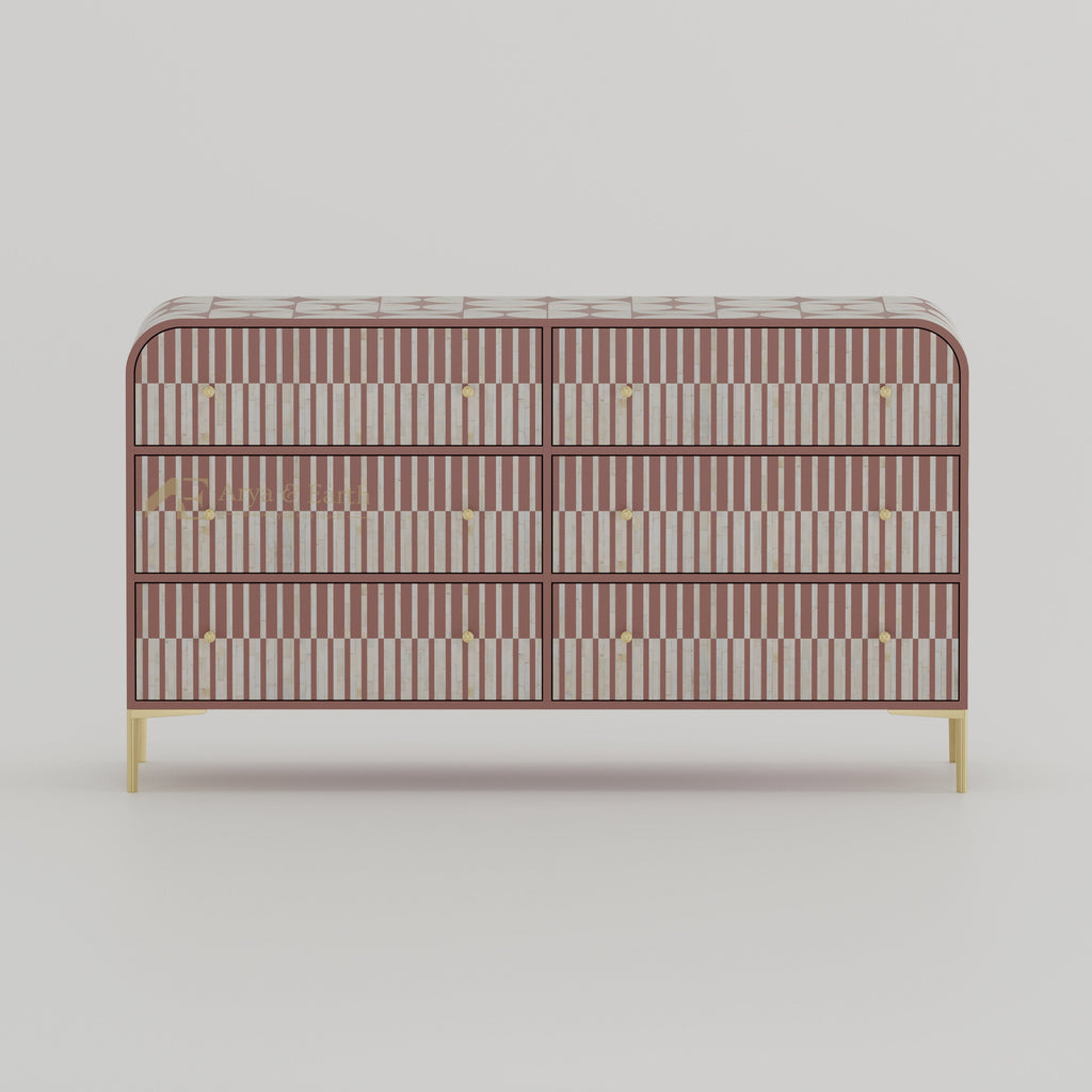 terracotta stripe chest of drawers