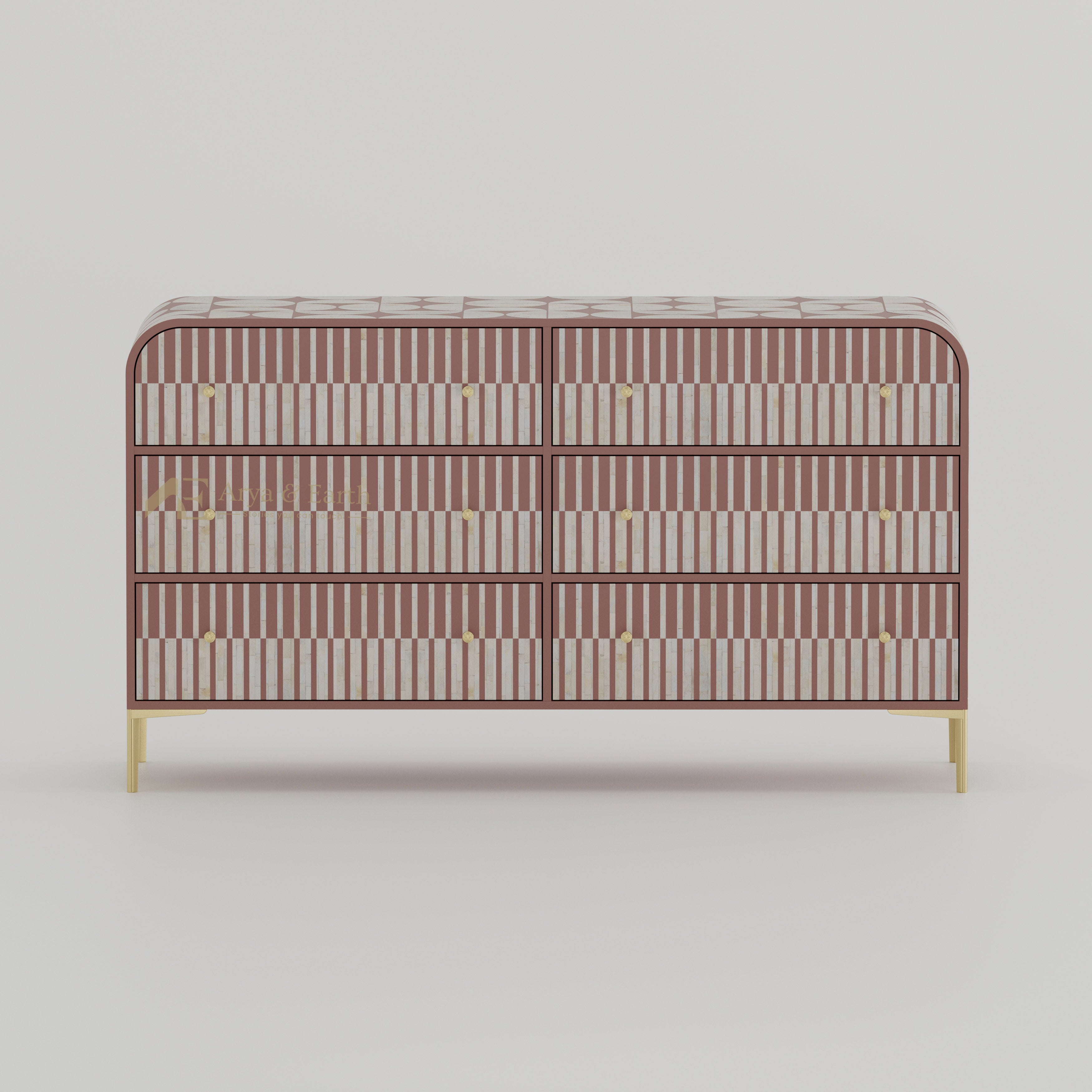 terracotta stripe chest of drawers