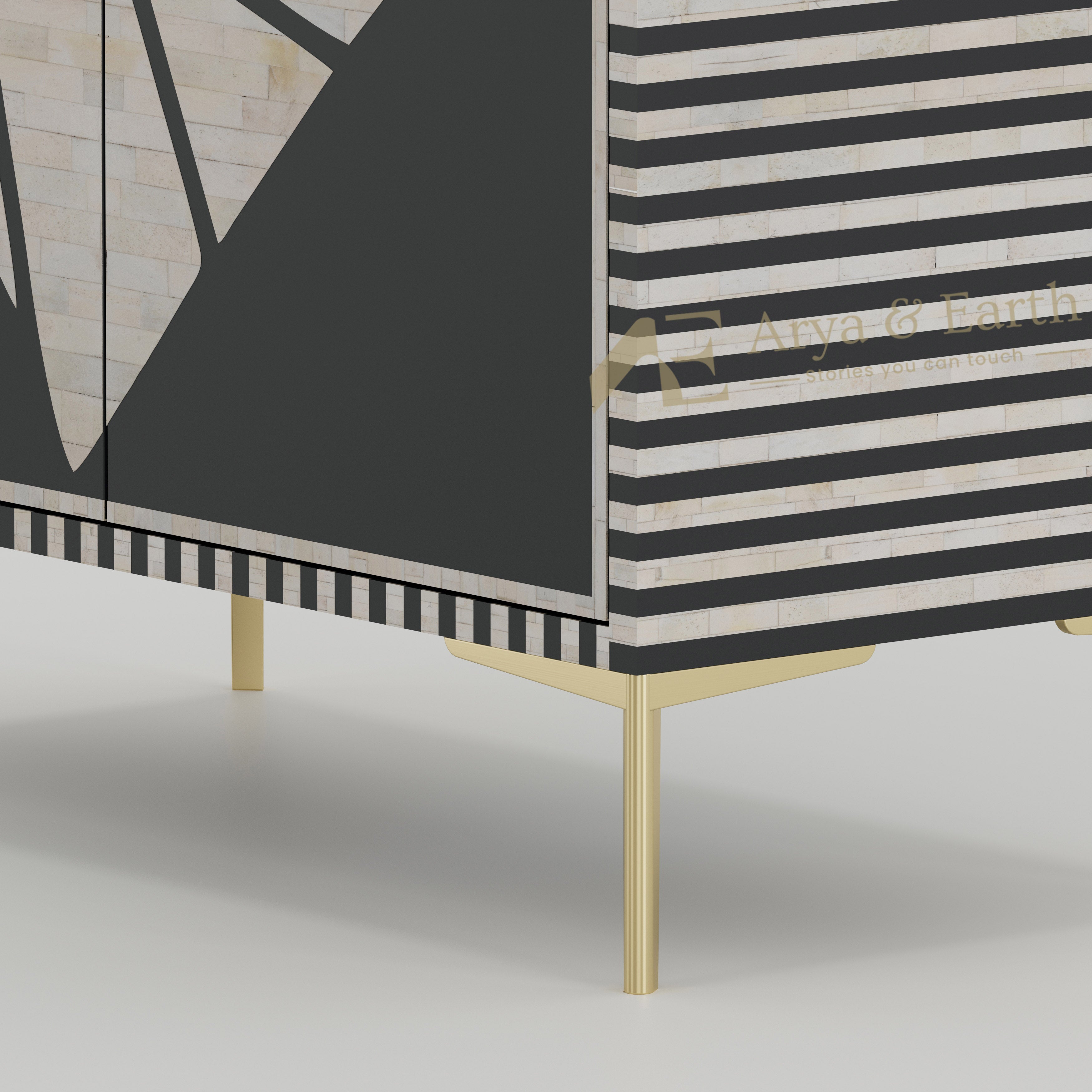 Bone Inlay Handcrafted Buffet Cabinet - Onyx