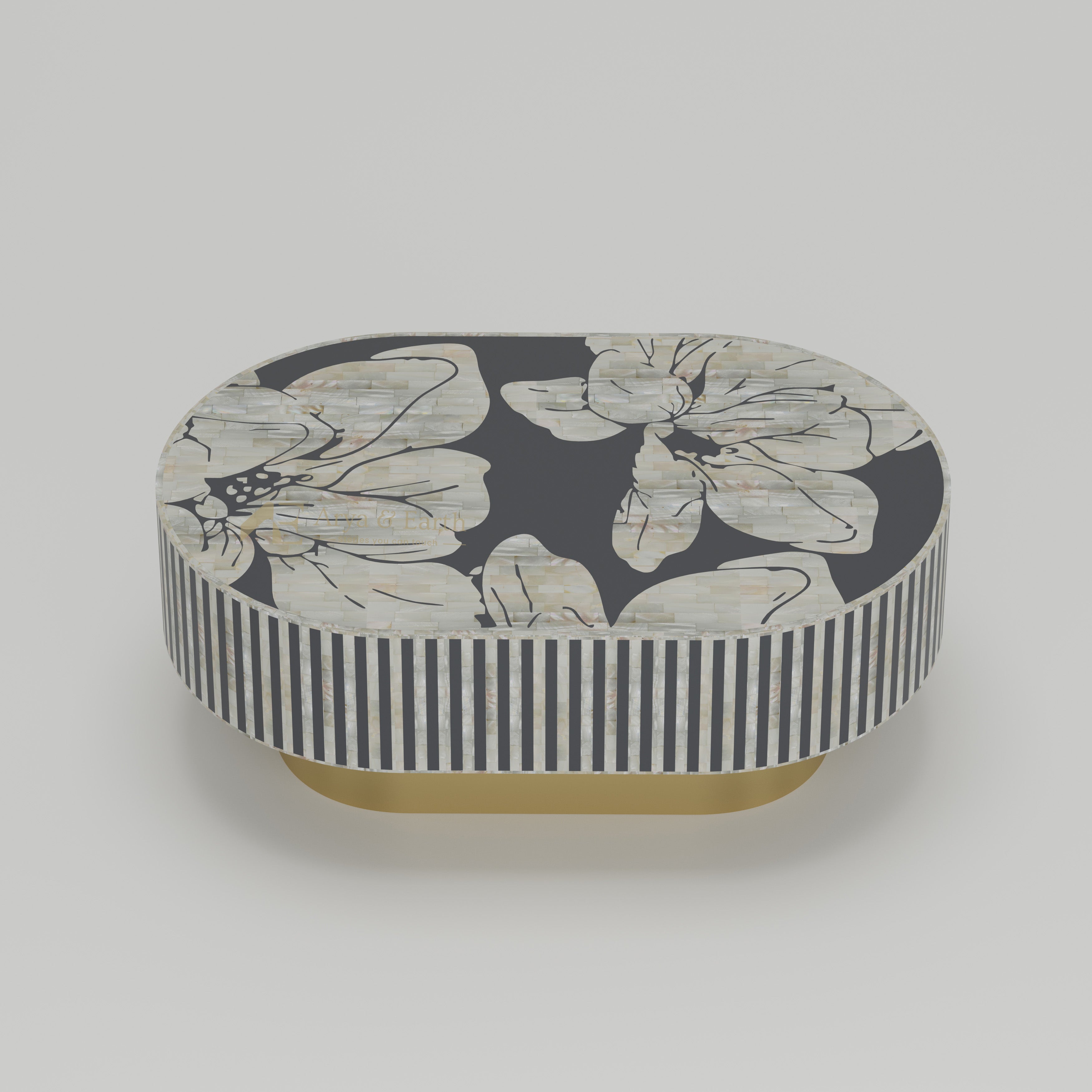 oblong coffee table with golden base